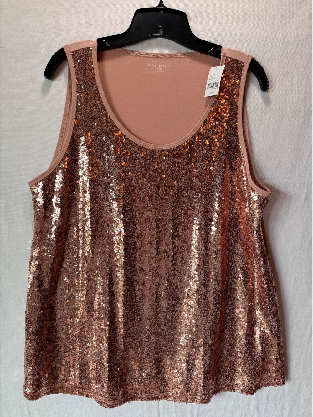 Lane Bryant Rose Gold Sequin Sleeveless Tank Top Size 14/16